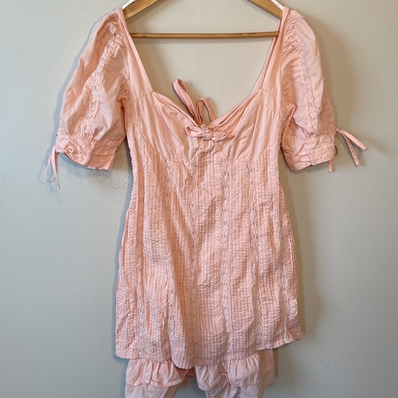 Lulus Pink Ryleigh Tie-Front Lace Mini Dress - Picture 2 of 11